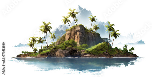 Picturesque palm island, cut out