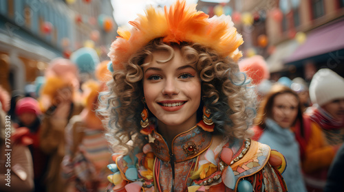 Joyful woman in festive carnival attire © JosAntonio