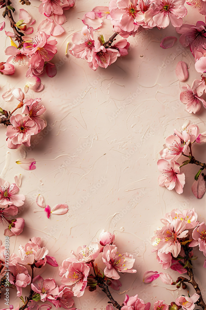 Obraz premium Spring aesthetic pink flower frame for background 