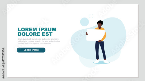 Adobe Illustrator ArtworkVektor-Illustration einer Frau hält ein Schild mit Platz für eine Nachricht - Kommunikationskonzept