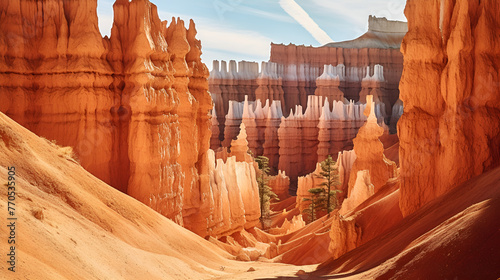 Embracing the Tranquility of Bryce Canyon's Surreal Landscapes with rugged mountains