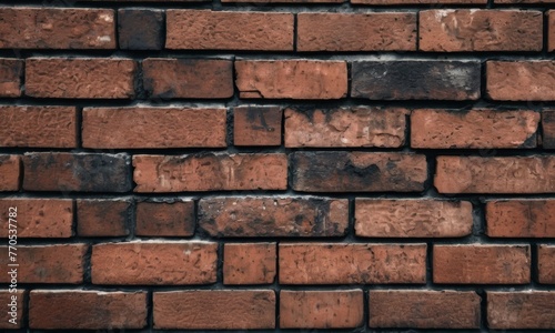 Close-up shot of rustic red brickwork, highlighting the textures and varied hues, ideal for design and architecture-themed stock photos AI generation