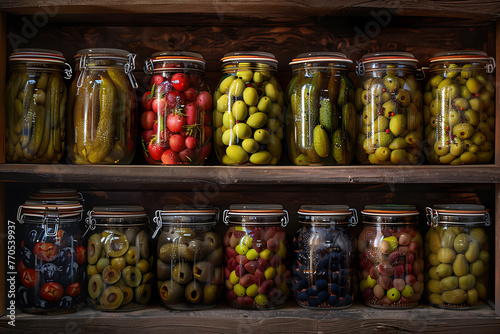 collection of pickled olives in glass jars
