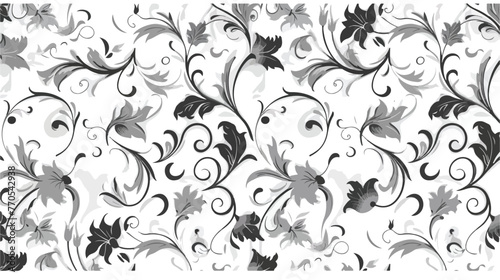 Seamless pattern of floral ornament black and gray on