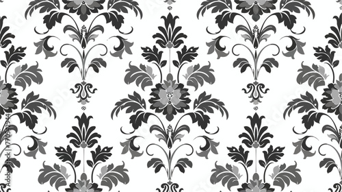 Seamless pattern of floral ornament black and gray on © Ideas