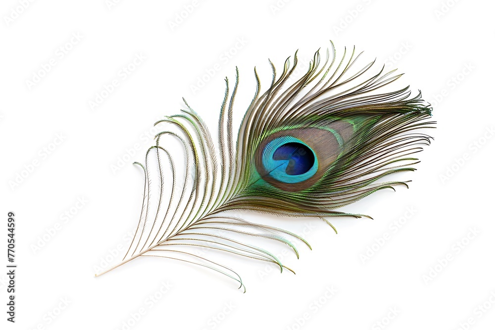 Obraz premium peacock feather isolated on white background
