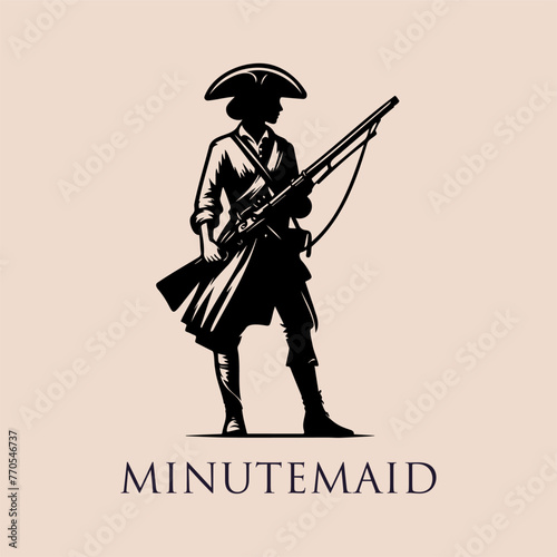 Minutemaid woman soldier standing while holding a old riffle.