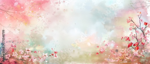 Watercolor Floral Sakura Background for Artistic Design