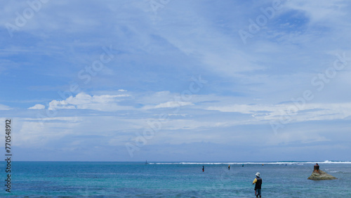 beautiful landscape of ujung genteng beach photo