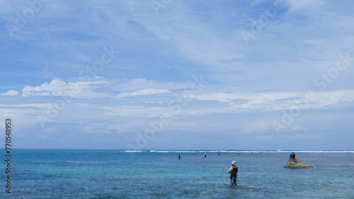 beautiful landscape of ujung genteng beach photo