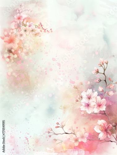  Watercolor Floral Sakura Background for Artistic Design