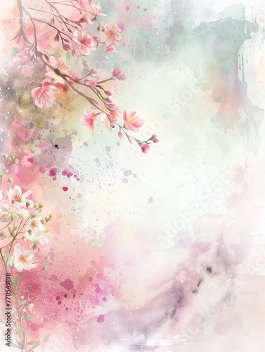  Watercolor Floral Sakura Background for Artistic Design