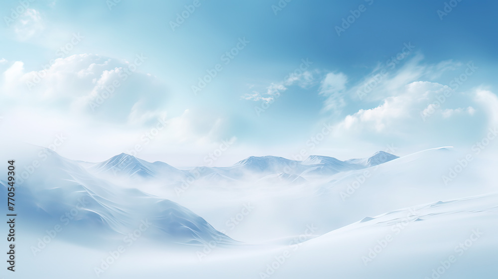 An abstract representation of a fluffy snow scene, with gentle white and blue hues creating a cool and peaceful winter ambiance background Ai Generative