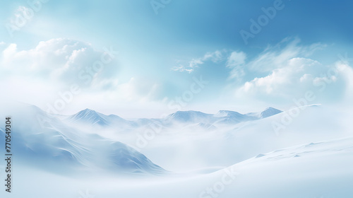 An abstract representation of a fluffy snow scene  with gentle white and blue hues creating a cool and peaceful winter ambiance background Ai Generative