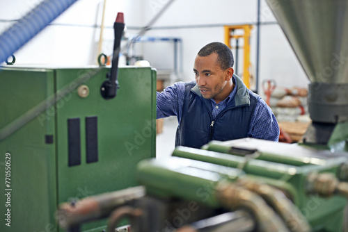 Bild auf Leinwand Engineer, factory and machine with warehouse, work and manufacturing industry maintenance