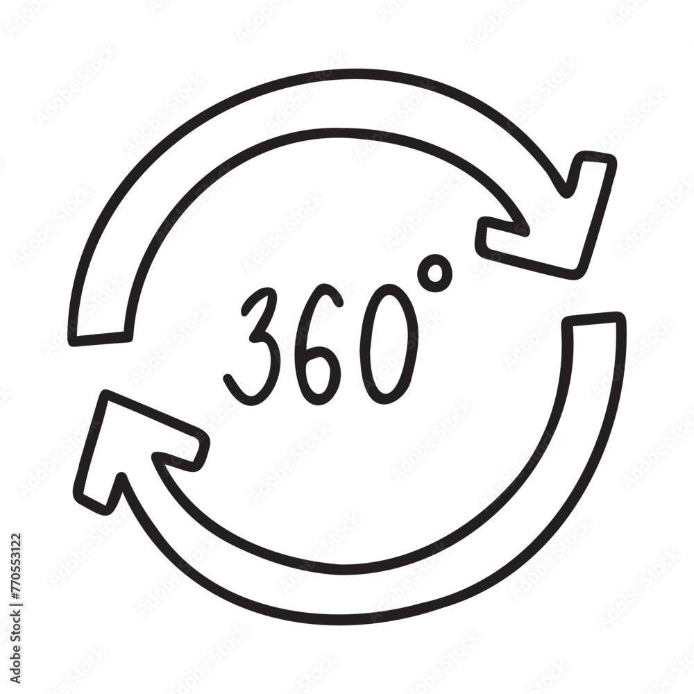 Doodle 360 degree. Hand drawn outline style Doodle 360 degree. Hand drawn outline style