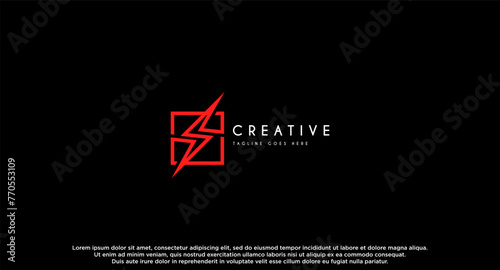 Initial Letter S with thunder, bolt, lighting logo design vector inspiration.