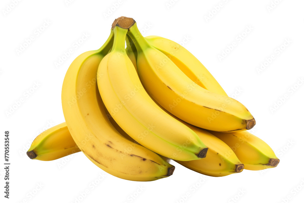 A Stack of Bananas. On a White or Clear Surface PNG Transparent Background.