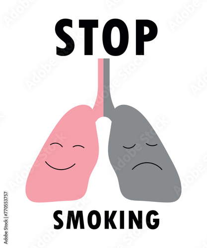 Human lungs are healthy and sick. Concept of the Harm of Smoking for printing, social advertising