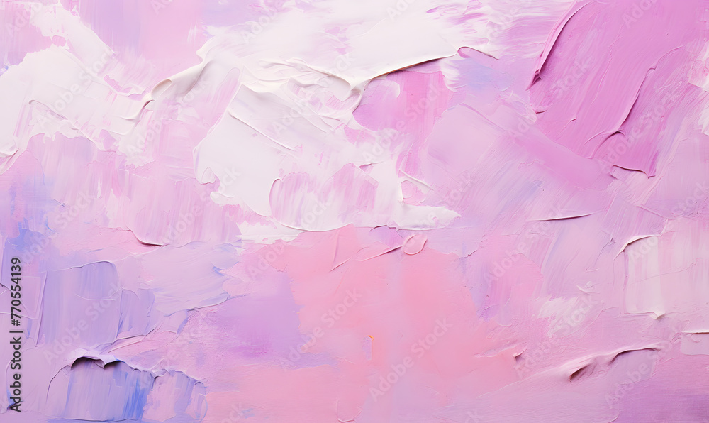 Fototapeta premium Closeup of abstract rough colorful Violet Baby pink beige colors art painting texture background wallpaper, Generative AI