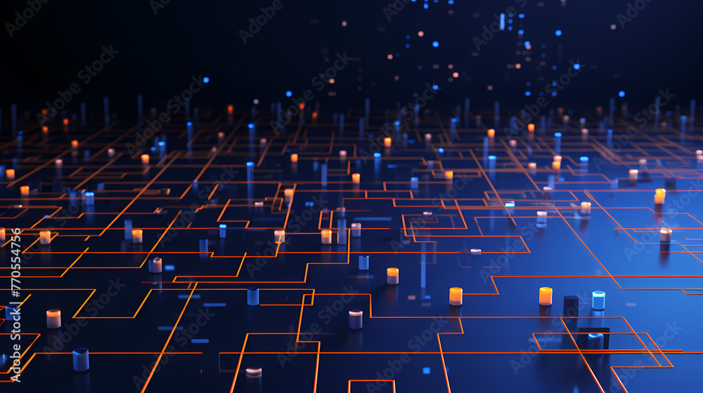 Fototapeta premium Tech Grid Artificial Intelligence Abstract Background