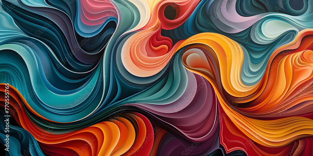Abstract artwork with swirling colors and organic shapes, providing a visually captivating background for product display 