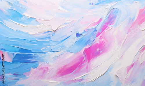 Closeup of abstract rough colorful blue pink white colors art painting texture background wallpaper  Generative AI
