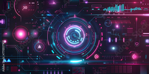 Futuristic abstract design featuring digital elements and neon accents, creating a high-tech atmosphere for showcasing the product  © Abstract Delusion