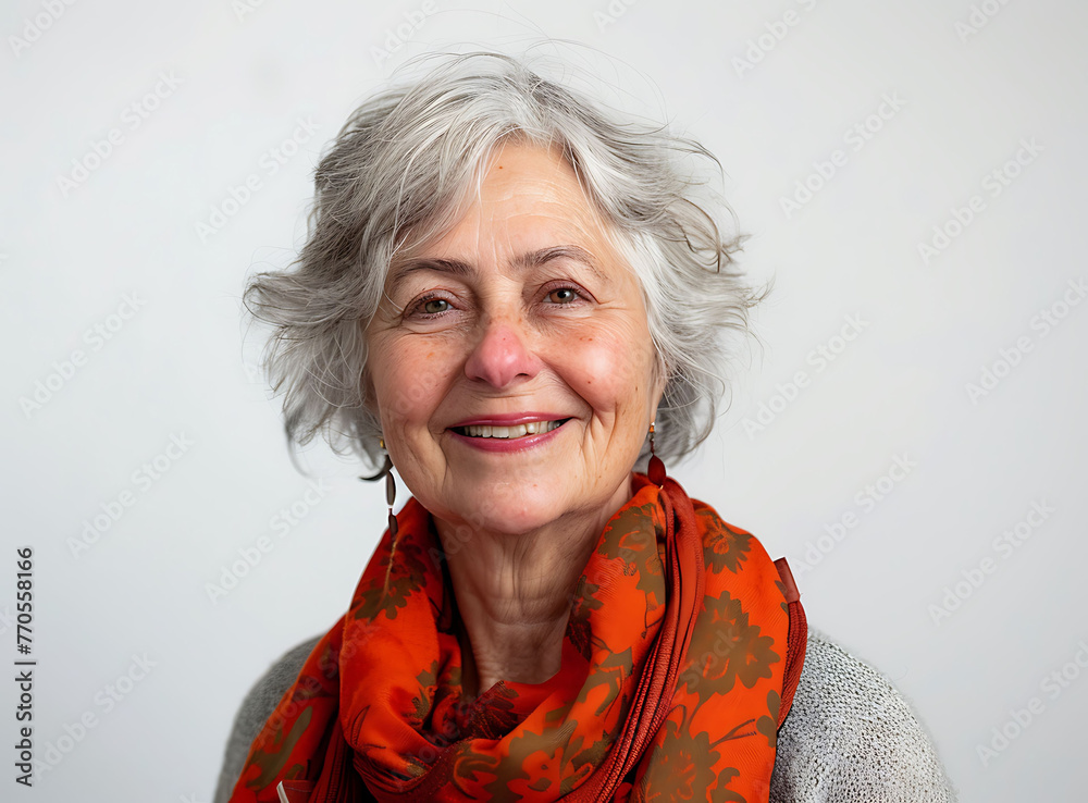 portrait of happy senior woman, white background, studio shot, white , looking at the camera with a smile portrait of happy senior woman, white background, studio shot, white , looking at the camera with a smile