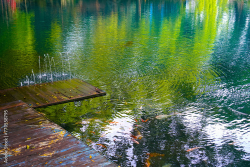 Beautiful view of the blue lake surrounded by trees around it.