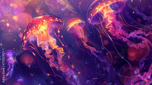 Enchanted Neon Jellyfish Dance