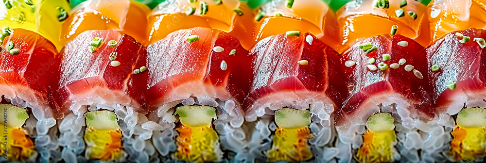Culinary Art: An Assortment of Sushi, Displaying the Harmony of Flavors and Textures in Japanese Cuisine