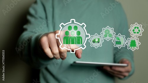 Life cycle assessment concept. Evaluation of the carbon footprint and environmental impacts of products or services throughout their life cycle.