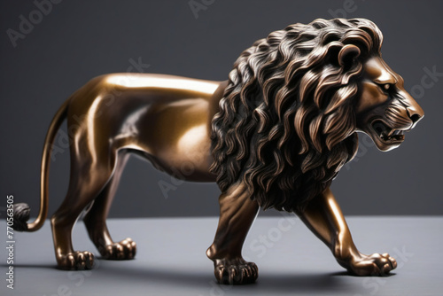 Bronze lion figurine. Digit...