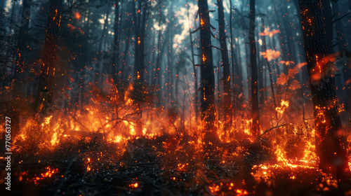 ecological disaster  burning forest