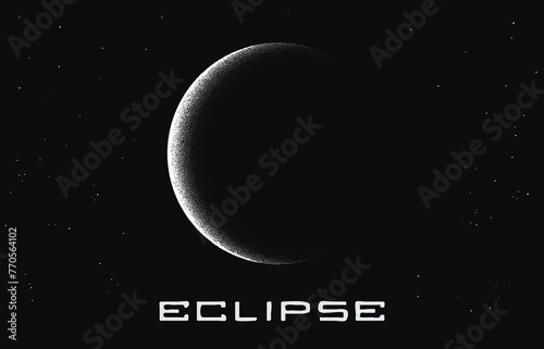 solar eclipse vector illustration.Made by dots
