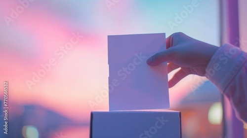A person holding a piece of paper in their hand, with a focus on the interaction between the individual and the document photo