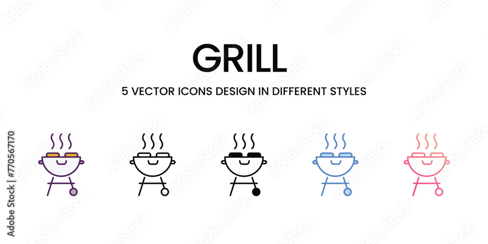 Grill icons in different style vector stock illustration Grill icons in different style vector stock illustration