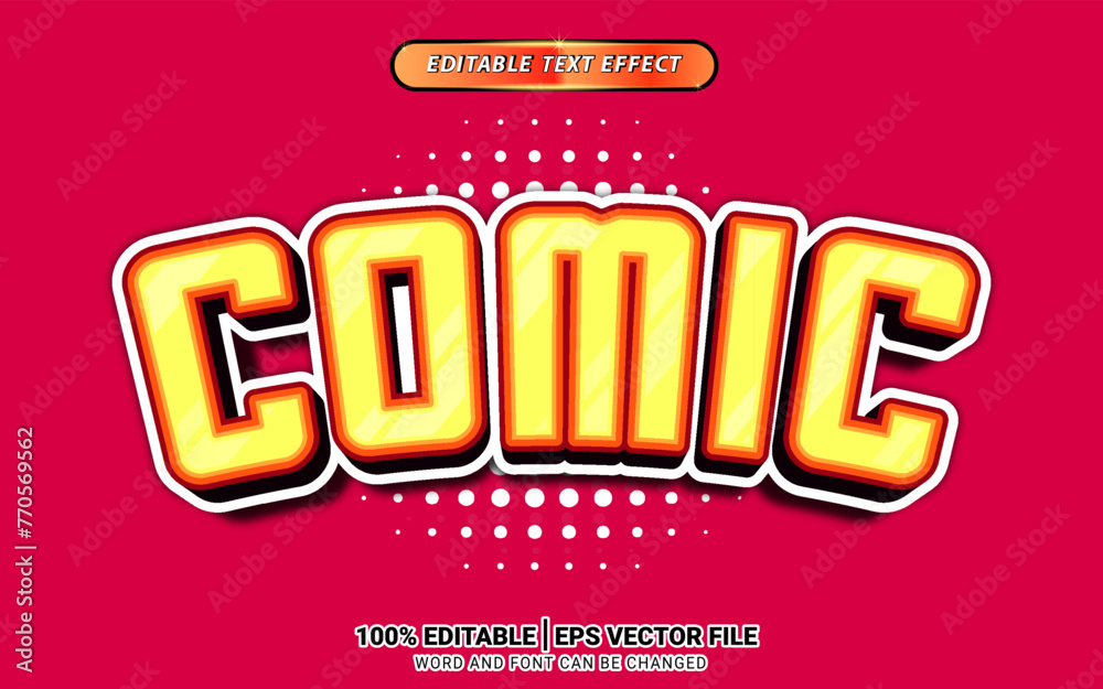 Yellow comic cartoon 3d text effect design