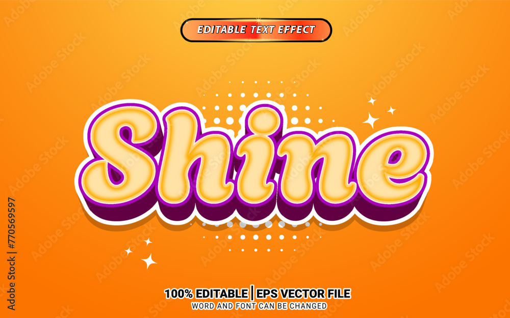 Shine 3d text effect vector design