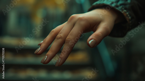 Manicure treatment in nail salon, Woman getting professional manicure in beauty salon photo