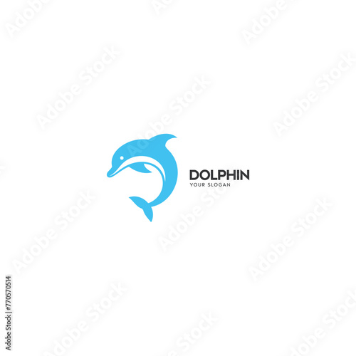 Elegant Blue Dolphin Logo Design on a White Background