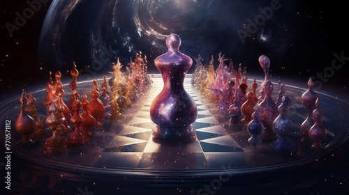 A cosmic chess match where planets and moon