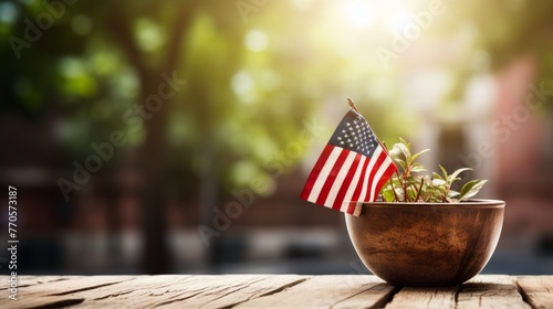 American flag decorative decoration for 4th of july independence day celebration copy space
