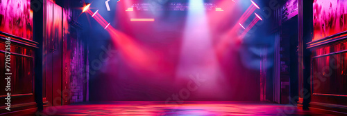 Elegant Concert Stage with Spotlight Illumination, Preparing for a Memorable Night of Music and Shows