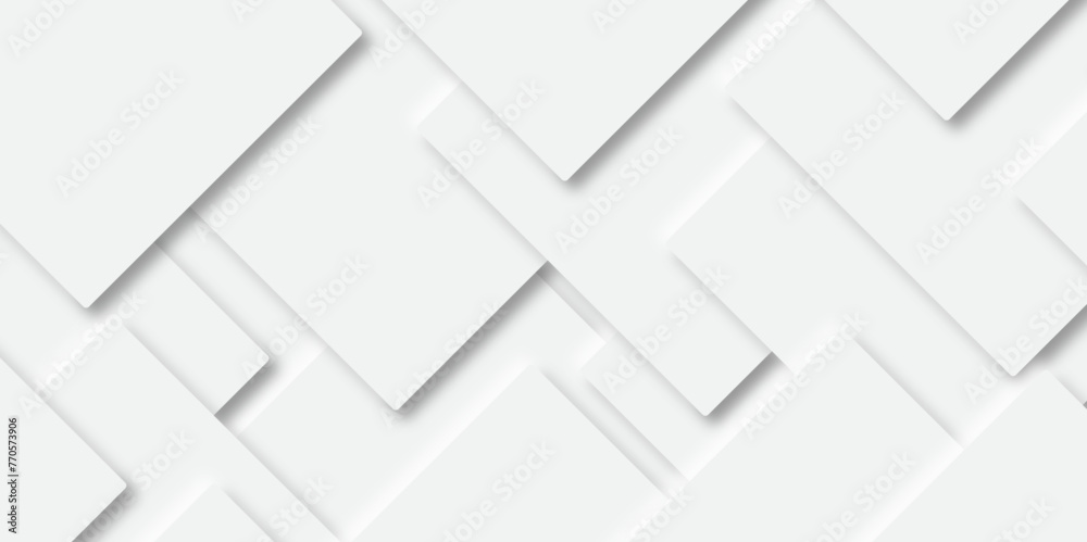 Abstract white rectangle shape geometric line background. abstract seamless modern white and gray color technology concept geometric square vector background neomorphism style poster, banner design.