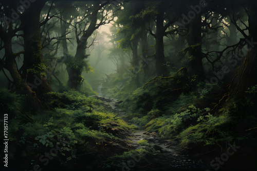 dark forrest, dark scary forrest heavy dark forrest, lonely mystical dark forrest