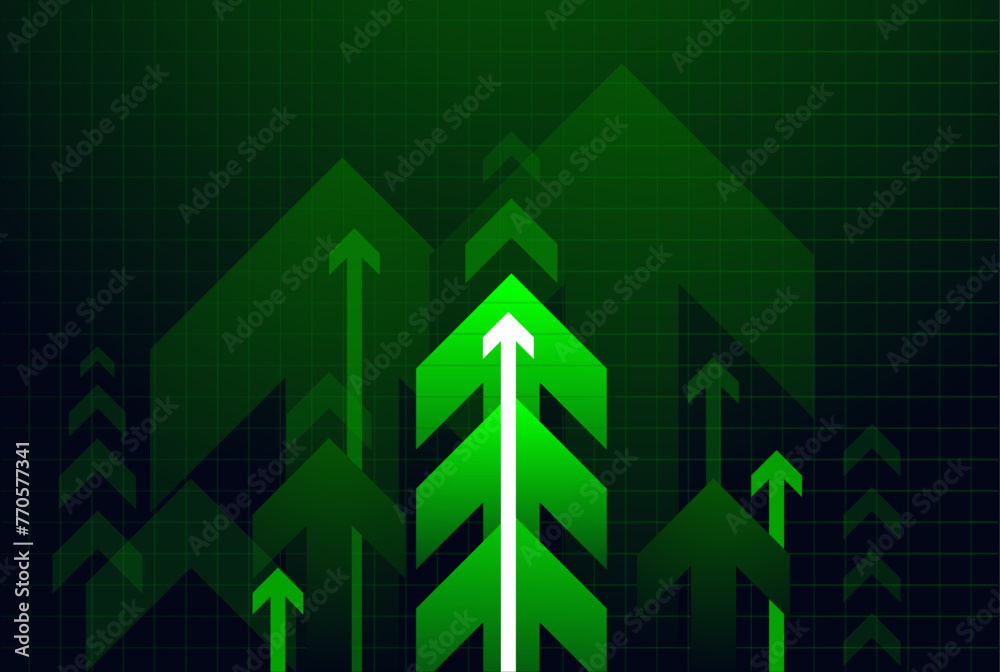 dark green background with a series of arrows pointing upwards Stock ...