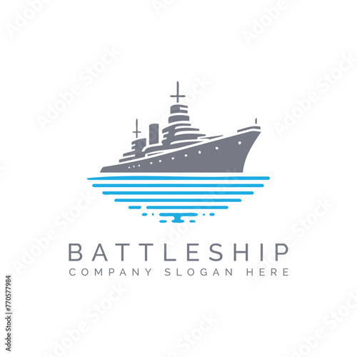 Modern Battleship Logo Design Featuring Ship Silhouette for Corporate Branding