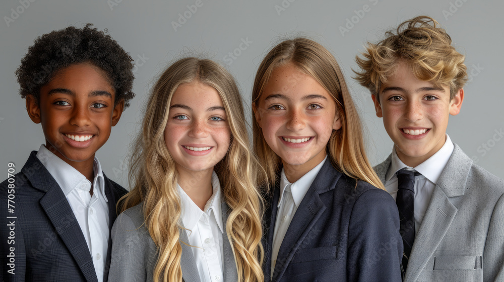 Teenage Entrepreneurs: Smiling Group in Business Attire Teenage Entrepreneurs: Smiling Group in Business Attire
